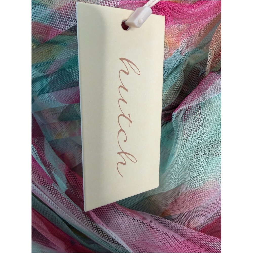 Hutch Philippa One Shoulder Tulle Midi Dress Mint Pink Tropical Sz 14W NWT - Picture 3 of 4